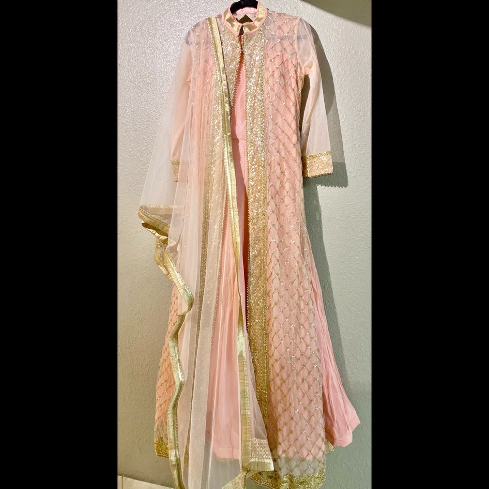 Peach and gold 3 piece gown/ anarkali brand new never worn!
